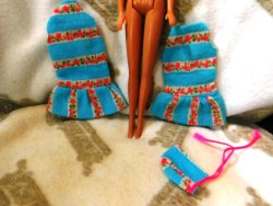 1842 BARBIE 1968  TOGETHERNESS AQUA KNIT DRESS 